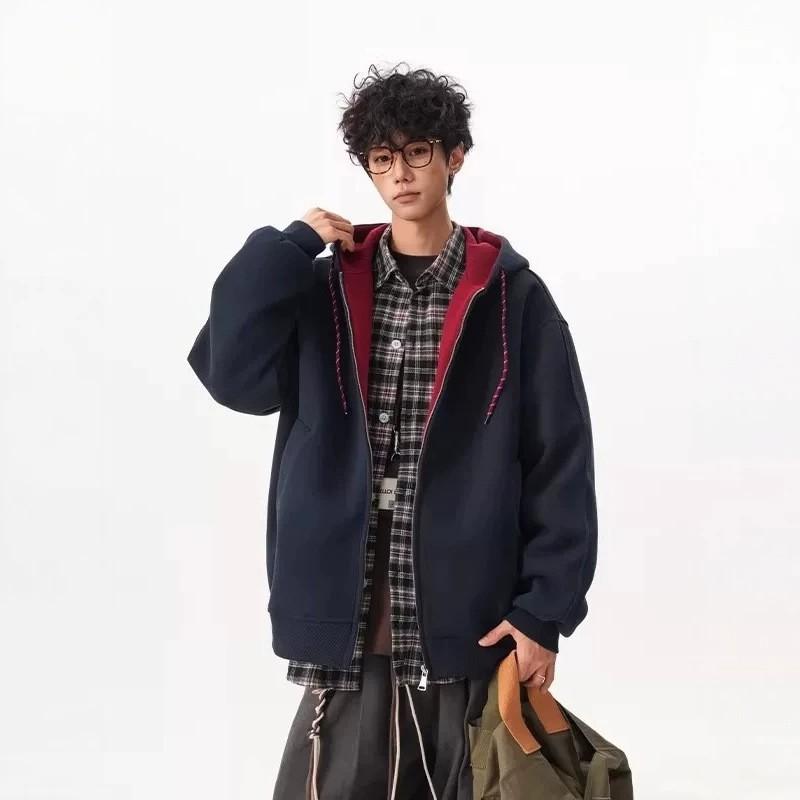 Unisex Oversized Hooded Zip-Up Sweatshirt Vintage Streetwear Pullover Fall 2026