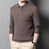 Spring and Autumn Cardigan Men's Lapel Sweater 100 Pure Wool Sweater Bottoming Shirt Dad Top Men's Clothing