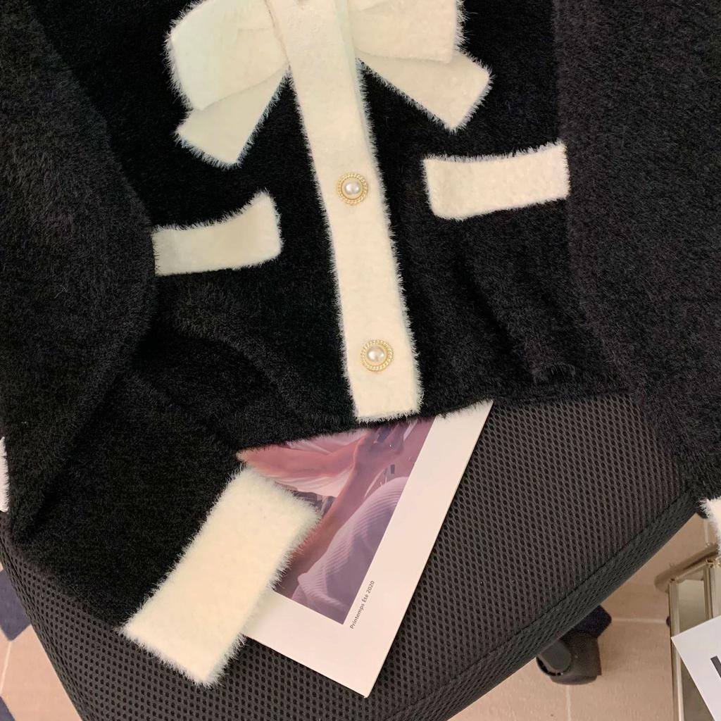 Осенне-зимний женский свитер из искусственного норкового бархата с v-образным вырезом, маленький вязаный кардиган в парфюмерном стиле, короткая куртка