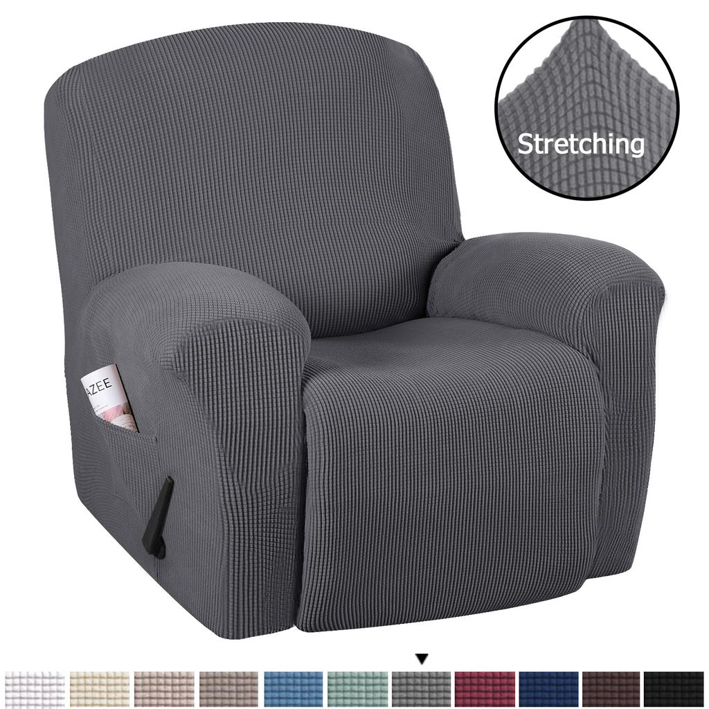 European Style Recliner Stretch Sofa Cover Charcoal Thickened Fleece Recliner Protection Pad Non-slip Furniture Cover