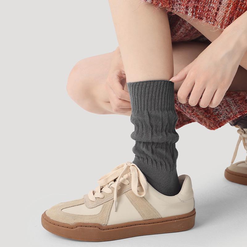 Женские однотонные гольфы до середины икры в стиле Ренессанс - Универсальный тонкий стиль для весны и осени