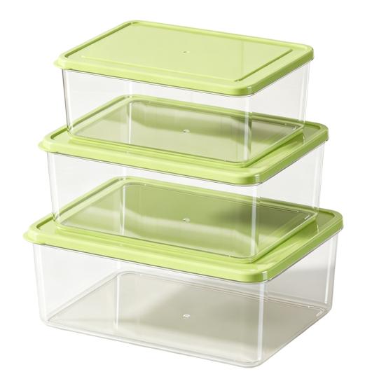 DYS Refrigerator Storage Box, with Lid, Clear Stackable Food Container, Microwave Safe Odor Resistant Freshness Keeper, for Fridge Organization