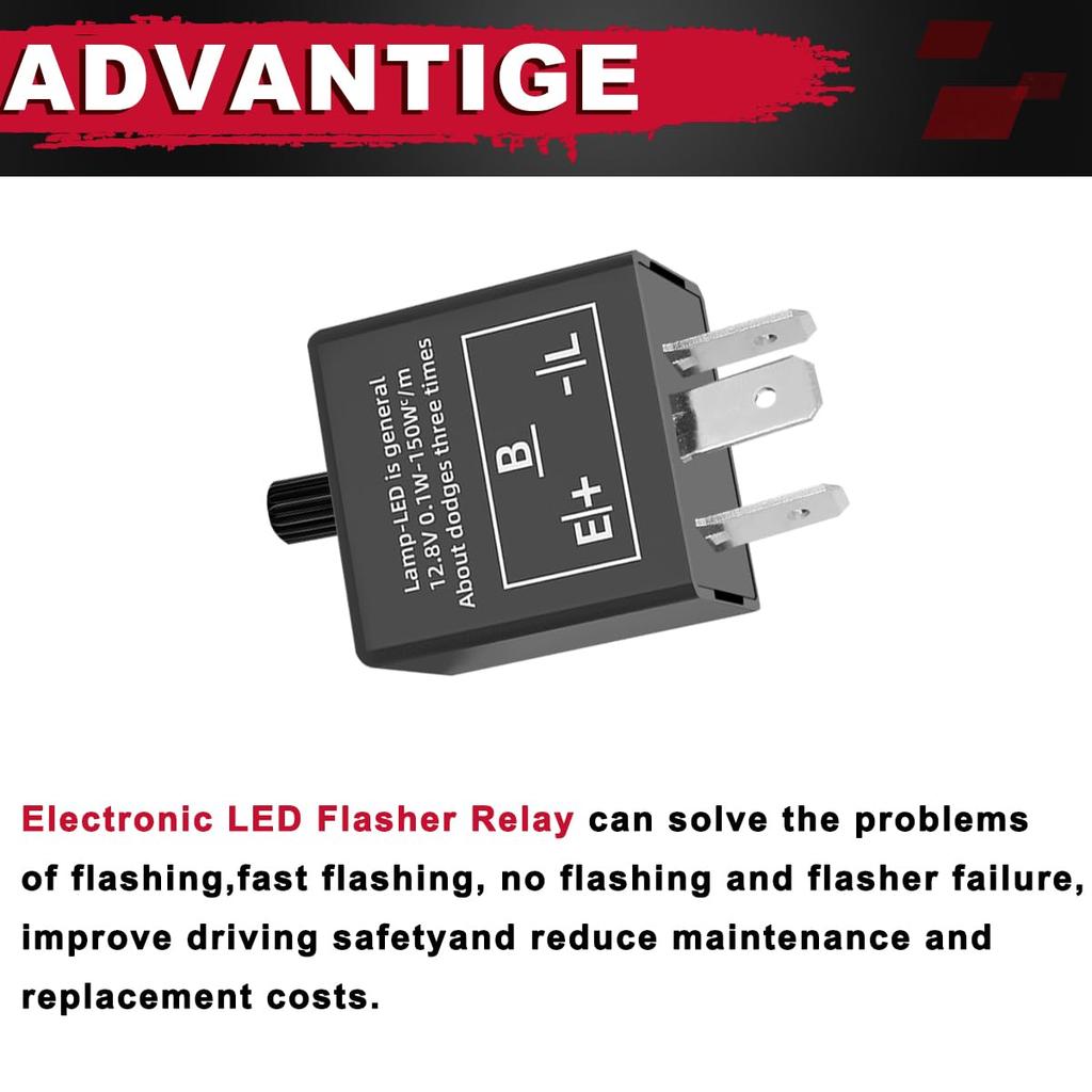 MKBKLLJY 2pcs Electronic LED Flasher Relay 3 Pin 12.8V 0.1W-150W c/m Motorcycle Turn Signal