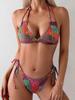 2025 European & American Women's Print Sexy Backless Double Tie Bikini Swimsuit