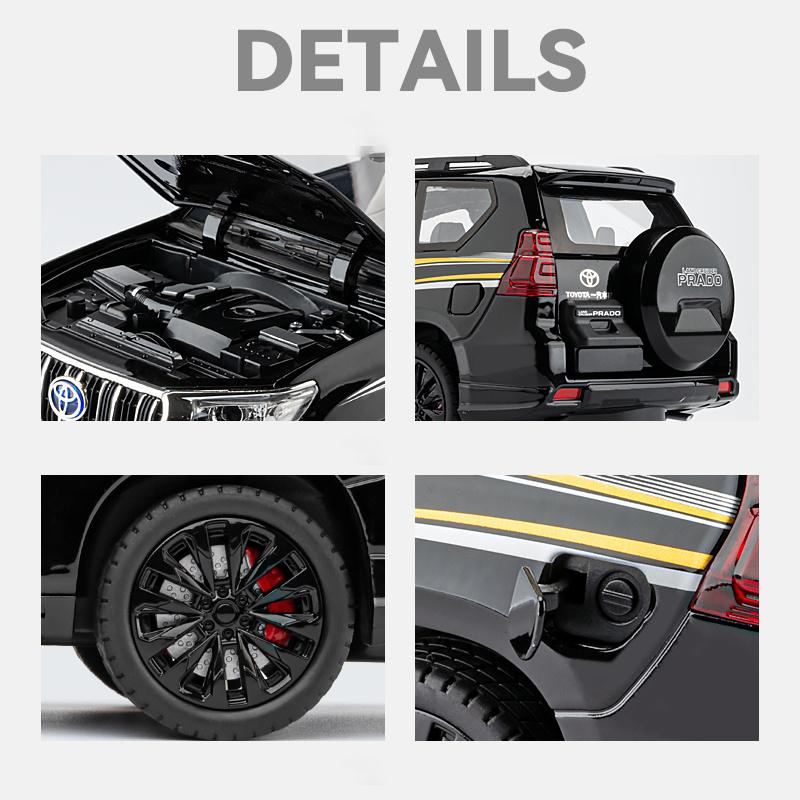 1/18 Scale Toyota Prado SUV Off-road Vehicle Alloy Scale Car Model Diecast Metal Sound and Light Collection Children Toy Car Vehicle Gift