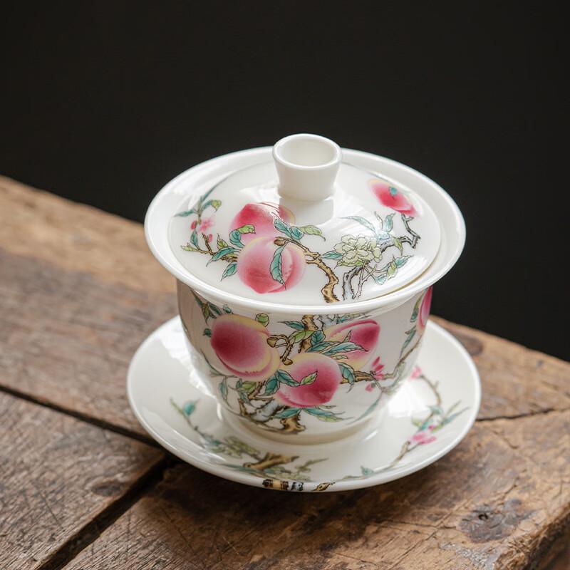 Dehua White Porcelain Nine Peaches Gaiwan