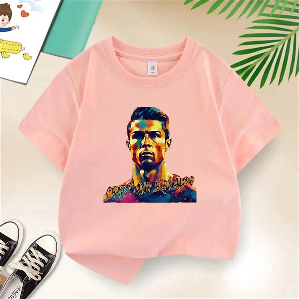 Летняя Футбольная Звезда Cr7 Детская Футболка Крутая Полиэстер Повседневная Спортивная Мальчик Девочка Костюм Вечеринка Мультяшный День Рождения Подарок Детские Футболки Топы