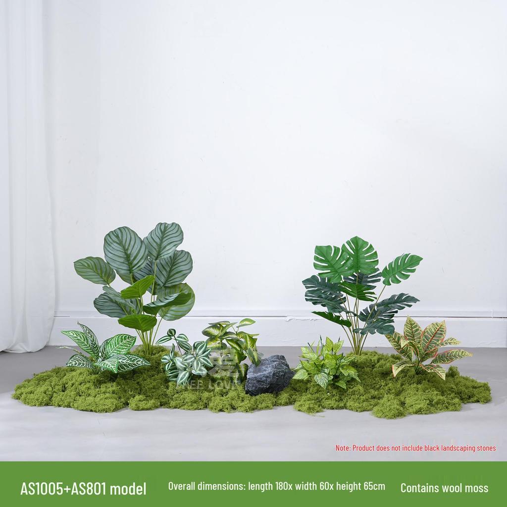 Luxury Faux Green Plant and Flower Decor - Indoor Moss and Grass Clusters for Elegant Landscaping.