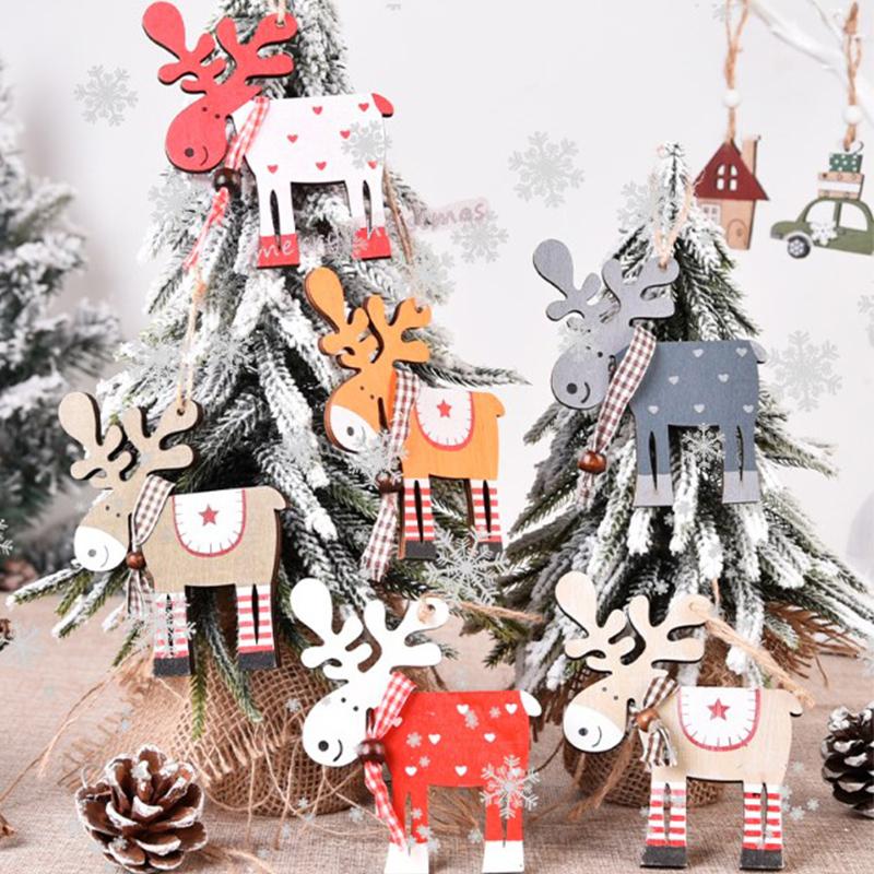 Creative Creative Hanging Ornaments Elk Pendant Hang Design Christmas Decoration For Holiday Decor Colorful Christmas Tree Wooden For Parties  Gifts