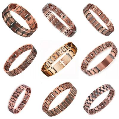 Ретро Магнитный Браслет для Мужчин Широкий Манжет Унисекс Медь Съемный Парный Браслет с Полными Магнитными Камнями