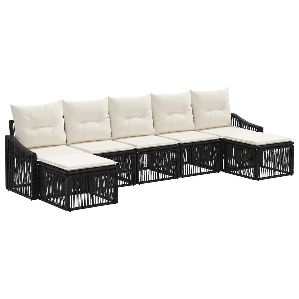 Garden Sofa Set 7 pcs Black Poly Rattan
