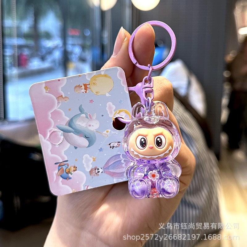 Пропитанная маслом цветная ткань с бусинами Лабубу, Чехол для телефона, Цепочка из бусин, Кукла, Школьный рюкзак, Бутылочка с песком, Маленький кулон в подарок