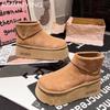 Suede Platform Women Snow Ankle Boots Designer Short Plush Mid Heels Shoes New Brand 2025 Trend Warm Cozy Winter Botas De Mujer