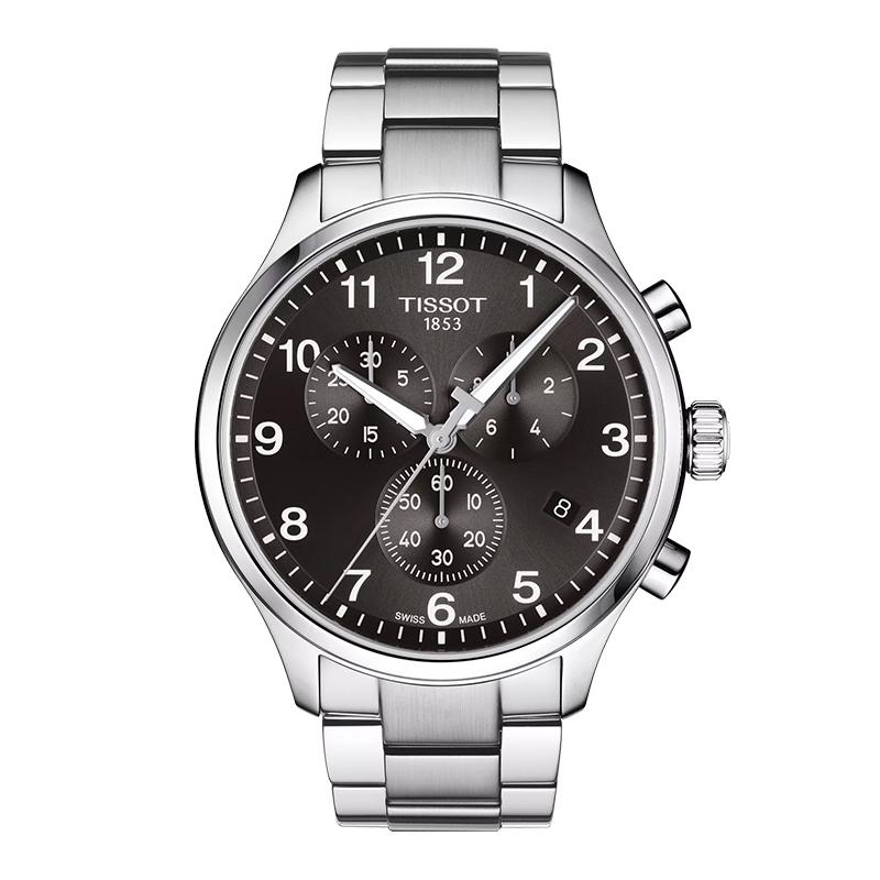 Tissot Часы Soko Collection, кварцевый механизм, унисекс, 45 мм, черный циферблат, браслет из нержавеющей стали T116.617.11.057.01-