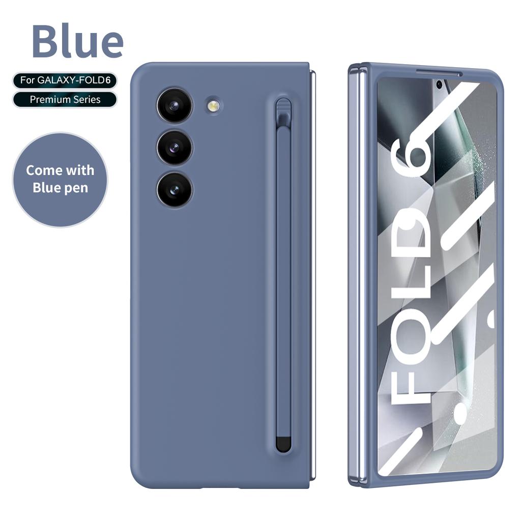 Пластиковый чехол для телефона с гнездом для ручки для Samsung Galaxy Z Fold 6 5 4 Fold6 Fold5 Fold4 Fold3 Защитная пленка для стекла, включая ручку