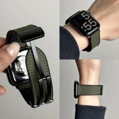 Силиконовый кожаный ремешок для Apple Watch Band 49/44/42/45/38/40/41 Аксессуары Браслет для iWatch Ultra Series 10 9 8 7 SE 6 5 4