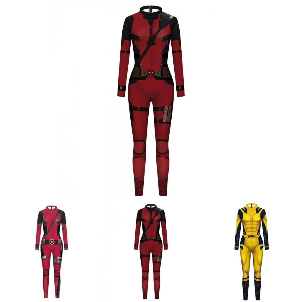 Marvel Deadpool And Wolverine Character Jumpsuit For Halloween Cosplay Costume Parties