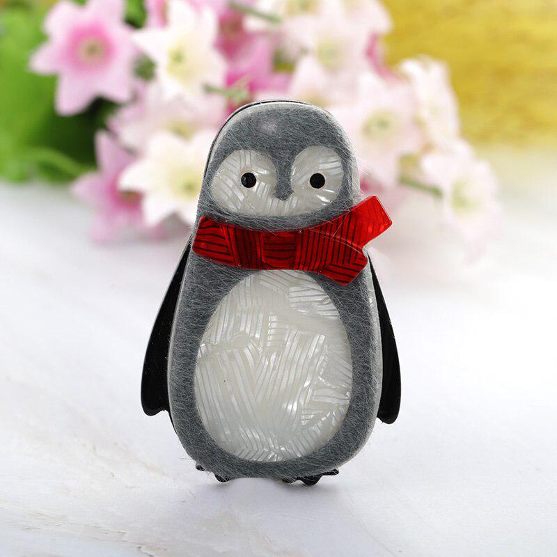 Blucome Handmade Acrylic Pig Penguin Brooches For Women Child New Year's Gift Red Scarf Animal Cloth Accessories Harajuku Brooch