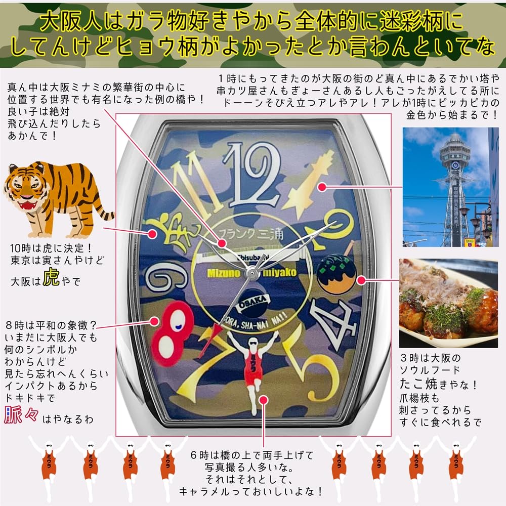 Frank Miura Watch Local Model Tiger Prefecture Black Military Men's (Osaka)