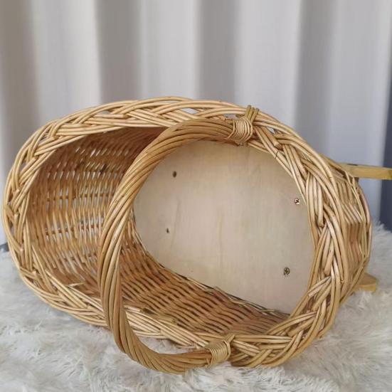 Stroller Shaped Flower Basket Rattan Woven Candy Basket with Handle Portable Decorative Rustic Basket with Wheels for Baby Showers Floral Arrangements