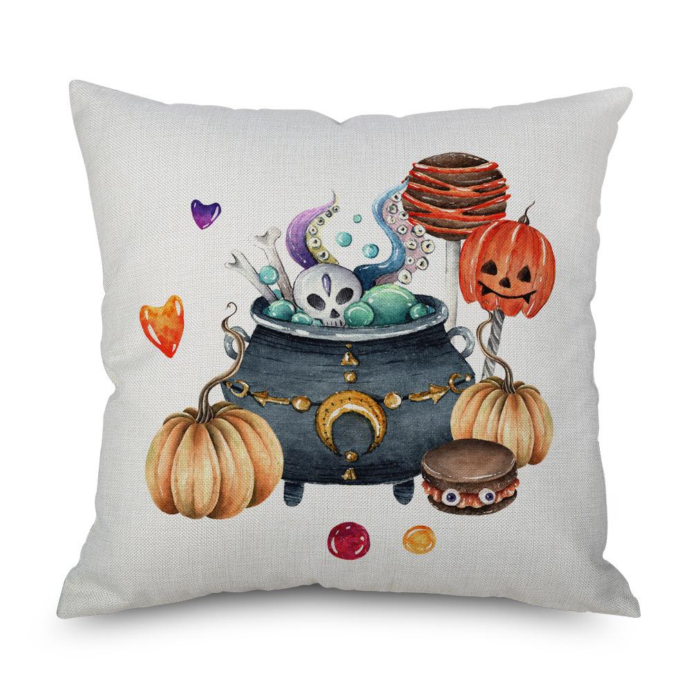 Halloween Linen Pillowcase Pumpkin Plaid Pillow Case for Bedroom Room Aesthetics Pillow Cover Luxury Designer Cushion Cover