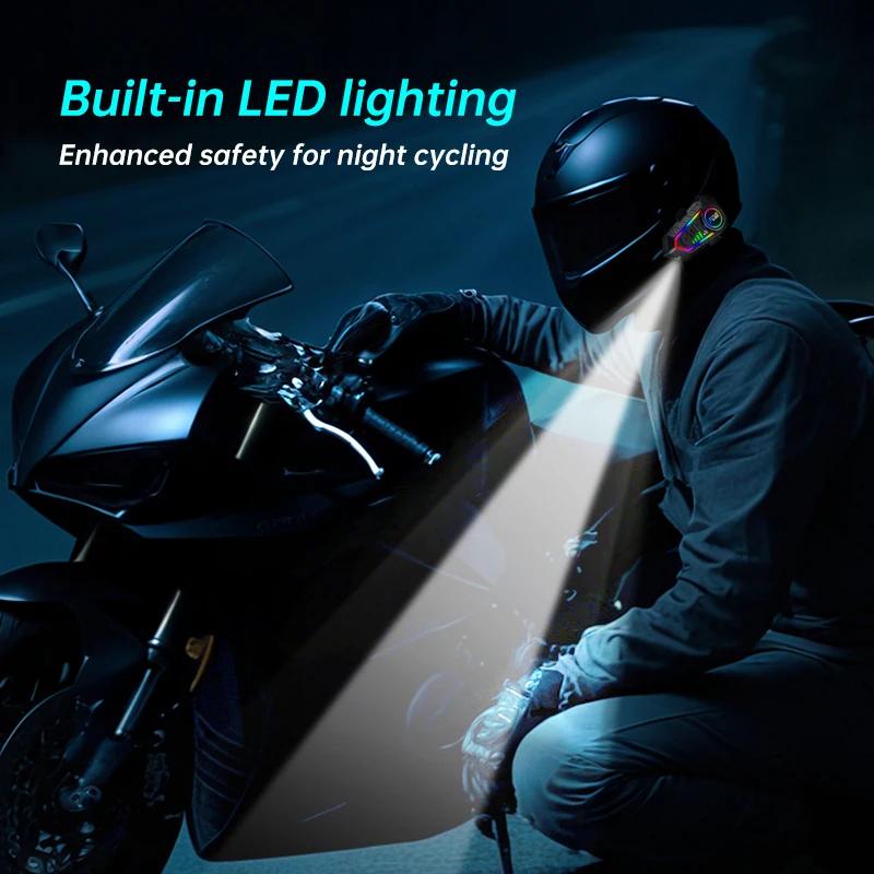 Y10  Helmet Headset Motorcycle 10m Intercom Bluetooth Headphone LED Lighting Interphone Music Player Moto Accessory