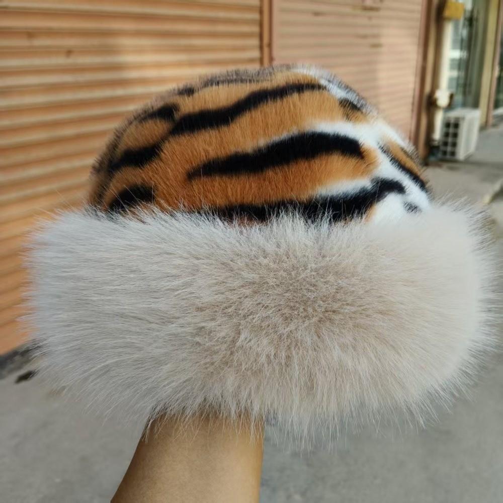 Plush Winter Hat Leopard Pattern Mongolian Hat New Fisherman Hat  Outdoor