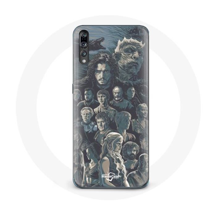 Coque pour Huawei P20 Game of Thrones Saison 8 Le Trône de Fer Affiche Personnages Fond Gris
