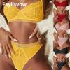 Women Eyelash Lace Sheer Mesh Spaghetti Strap Bra Panties Set Sexy Ladies Lingerie Set