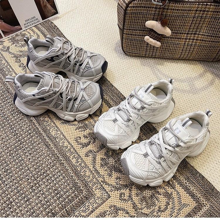 Кроссовки на толстой подошве с ремешком, женские, осенние, новые, маленькие, мужские, увеличивающие рост и стройнящие, универсальные и легкие, спортивные и для отдыха