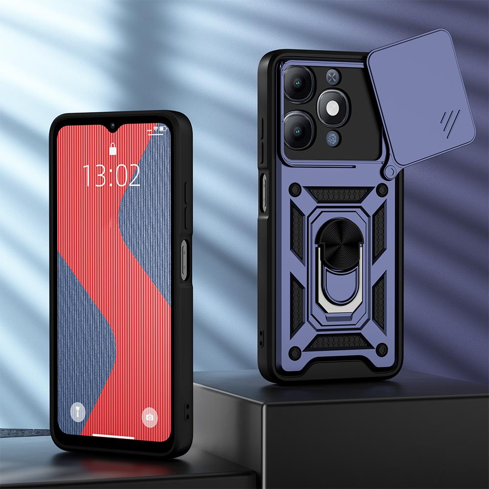 KEYSION Ударопрочный бронированный чехол для Itel A90 4G Силикон+ПК Слайдер Кольцо-подставка для защиты объектива камеры Задняя крышка телефона для Itel A90