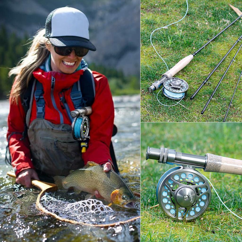 Комбинированная удочка и катушка нахлыстом Портативная удочка нахлыстом с катушкой из алюминиевого сплава для ловли форели