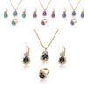 Набор украшений из страз в стиле капли воды, ожерелье, серьги и кольцо