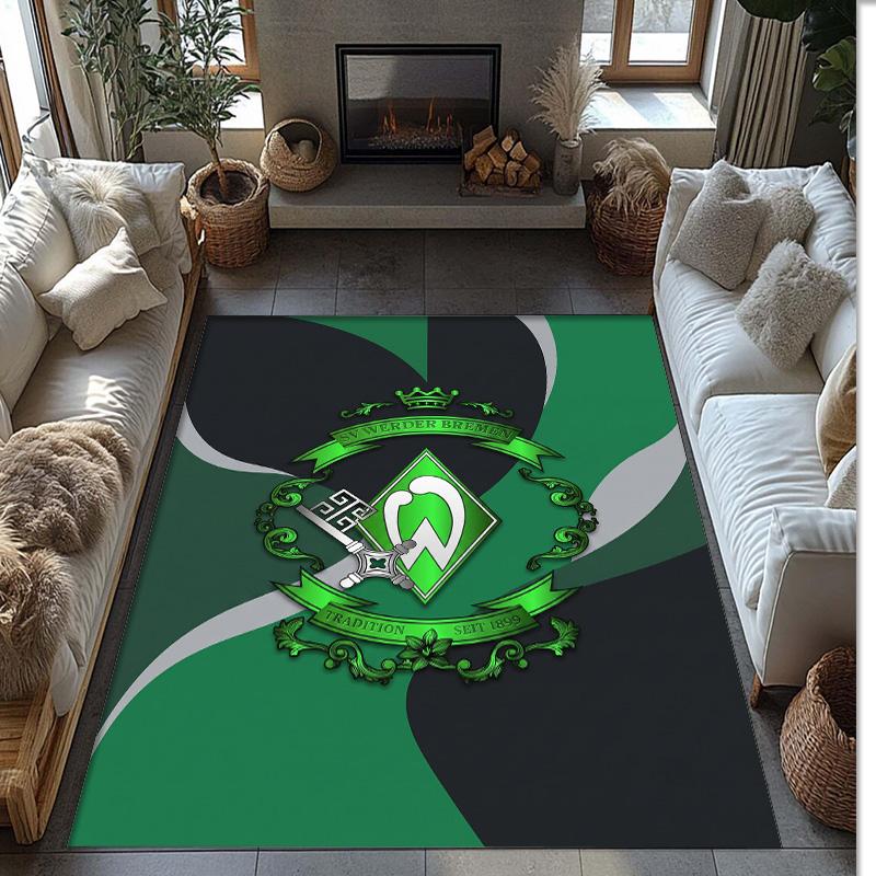 Werder Bremen Football Print Crystal Velvet Rug, Comfortable Water Absorbent Non Slip Indoor Floor Carpet
