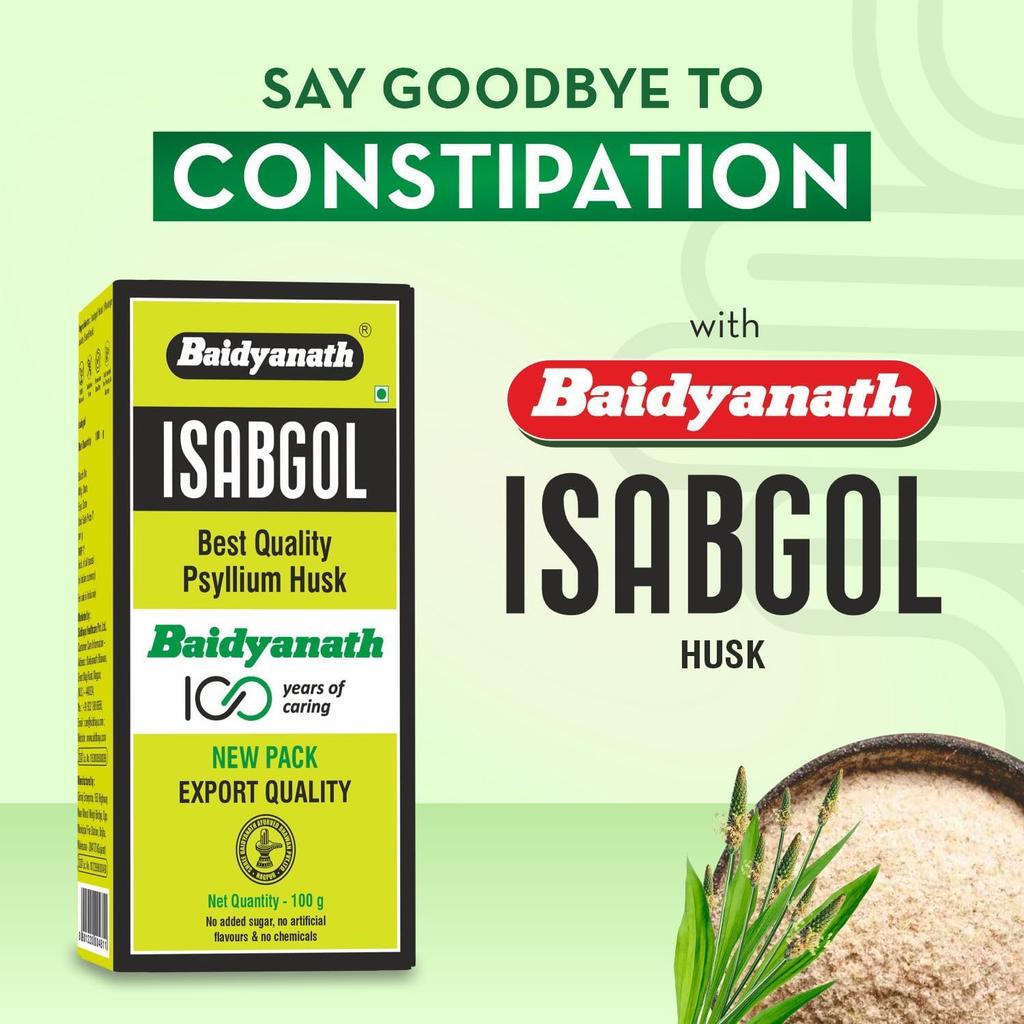 Baidyanath Asli Ayurved Isabgol Psyllium Husk Powder 100 gm | Natural Fiber Digestive Support