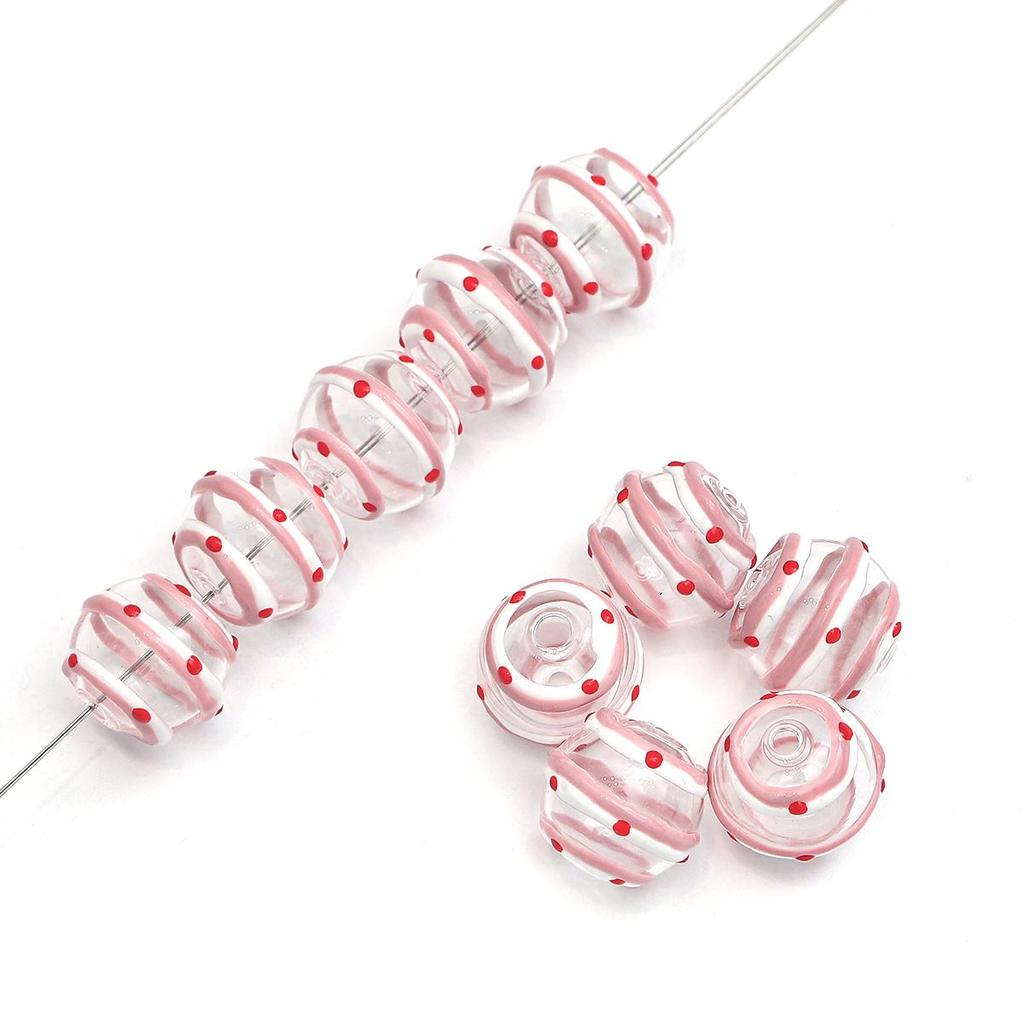 1Pcs 14mm Water Ripple Pattern Freehand Hollow Coloured Glaze Round Ball Multicolor Glass Beads For Jewelry Making DIY Bracelet Necklace Earring