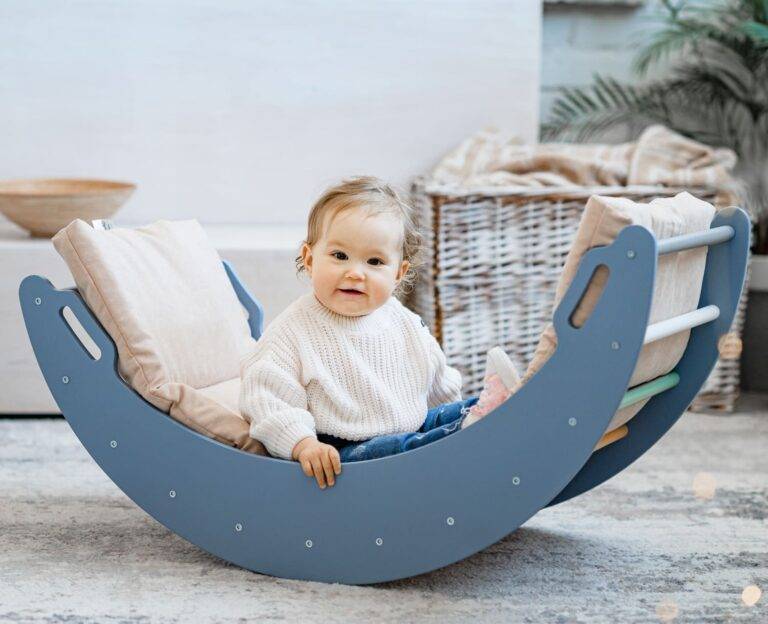 Деревянная качалка Лунный синий