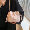 Light Luxury Shoulder Bag Pink Fashion Summer New PU Purple Large Capacity Drawstring Bucket Bag Commuter Crossbody Bag