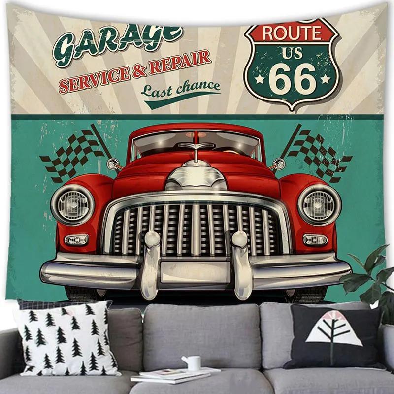 American Retro Car Tapestry Office Living Room Tapestry Home Wall Decoration Tapestry