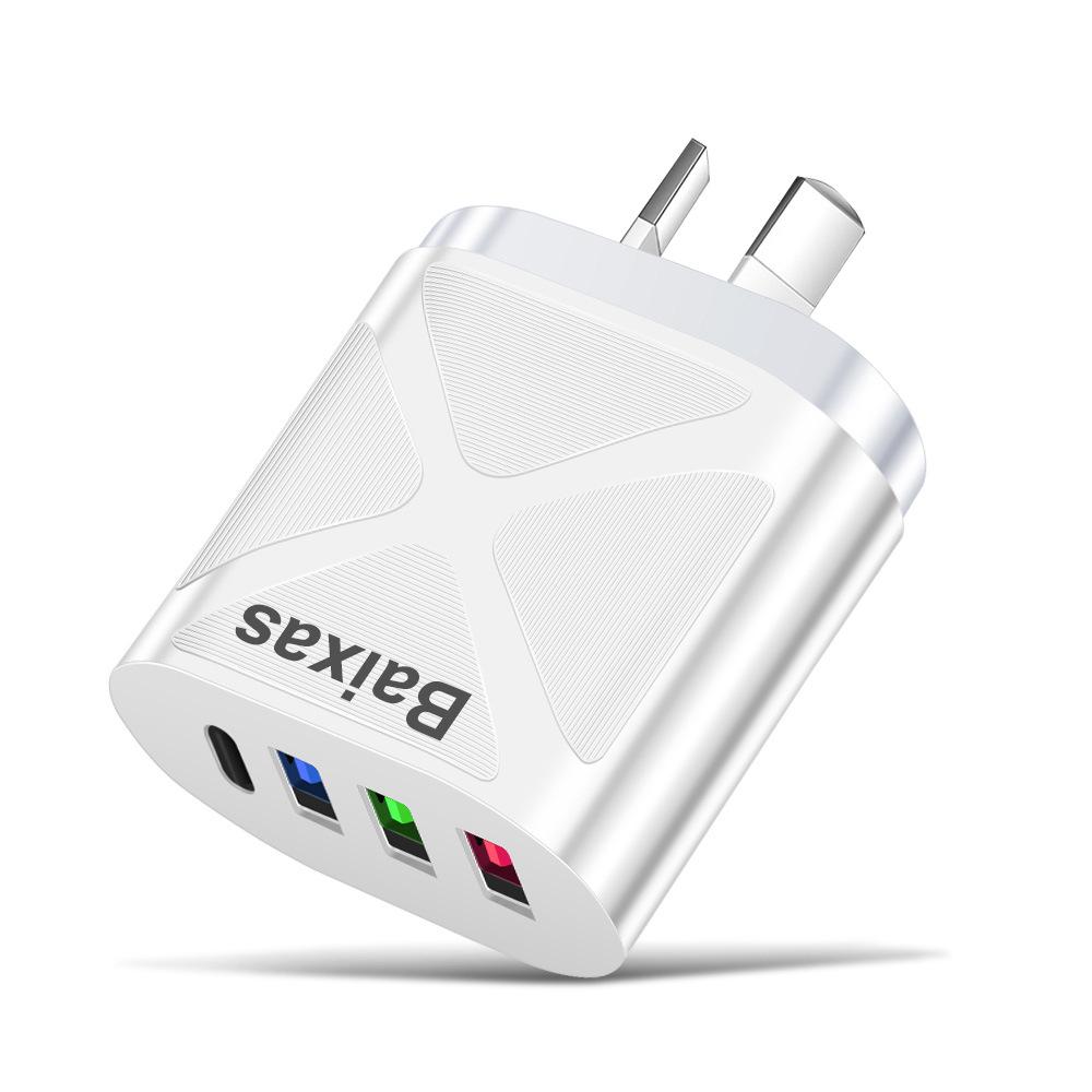 Универсальное зарядное устройство для путешествий: ЕС 3 USB + Type-C, Стандарт США/Великобритании, 5 В 2,4 А