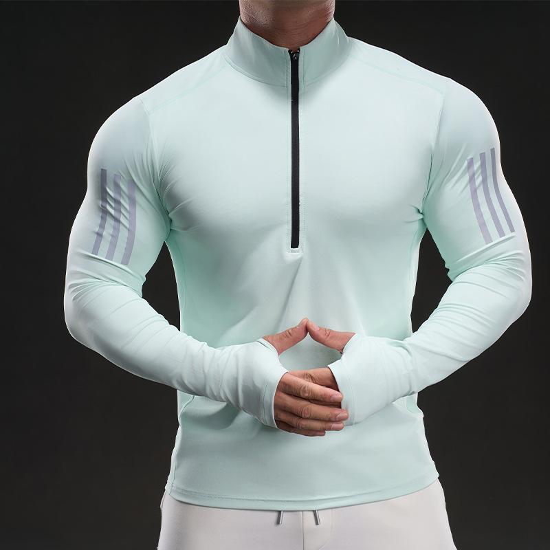 Мужская футболка с длинным рукавом из ледяного шелка для бега и фитнеса на открытом воздухе, весна-осень, доминирующий мышечный стиль, тонкая футболка для мужчин