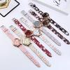 Women Creative Flower Watches Ladies Fashion Casual Leather Quartz Wristwatches Gift Clock