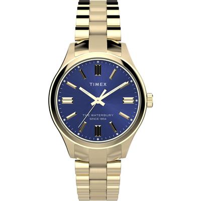 Часы Waterbury Traditional Blue Dial Stainless Steel Mineral Glass Quartz Watch Brand TW2W40300 Gold [TIMEX] Женские [Товар]