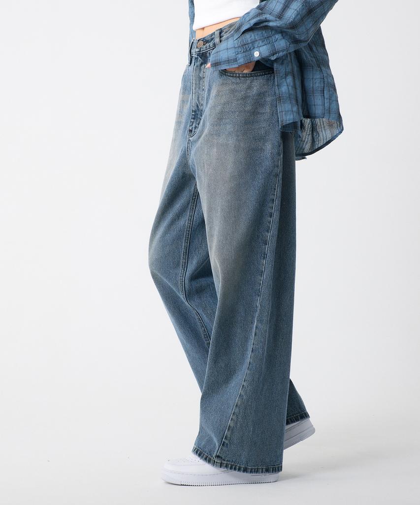 UNKNOWN PLANET Vintage Semi-Wide Denim Pants Washed Blue