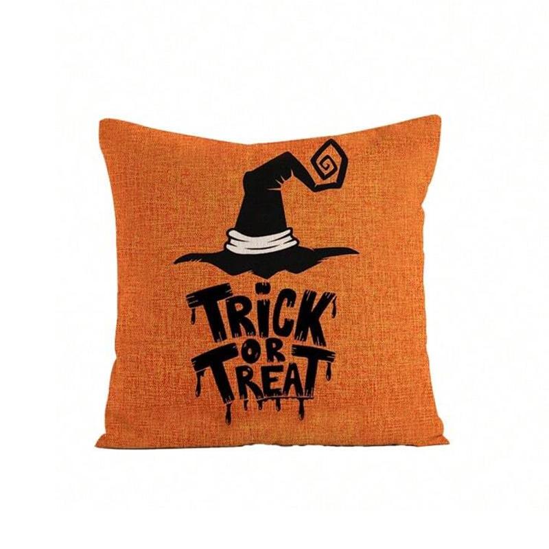 1pc Halloween Witch Ghost Bat Spider Web Decorative Pillowcase, Happy Halloween Linen Sofa Bed Cushion Cover Decoration