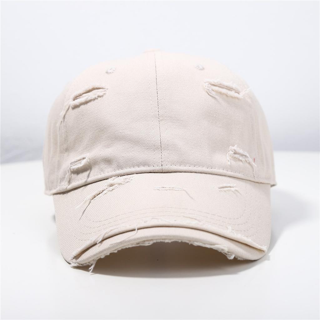 Baseball Cap Women's New Spring and Summer Versatile Soft Top Hip Hop Baseball Cap Outdoor Student Retro Personality Ripped Sun Hat