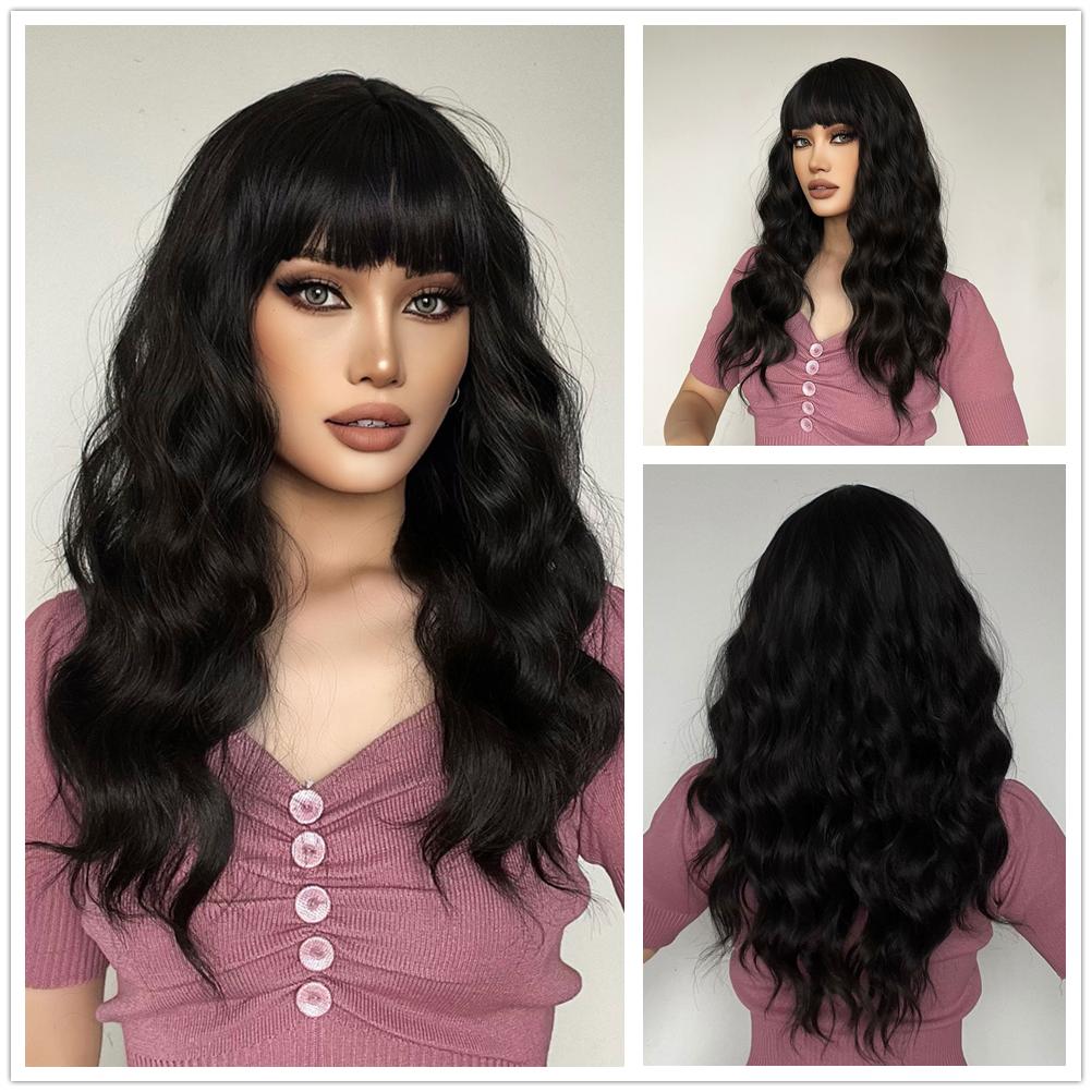 Синтетический парик из коричневых и светло-русых волос с челкой, натуральный волнистый парик для женщин, парики из термостойкого волокна для косплея