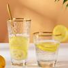 4 шт./2 шт./1 шт. Чашка для воды с золотым краем 330 мл, бытовая рельефная чашка, термостойкая стеклянная посуда для напитков, подарки для друзей, чашки для напитков
