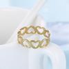 Skyrim Lovely Hollow Heart Ring Нержавеющая сталь Романтическое розовое золото Цвет Повседневные обручальные кольца Ювелирные изделия Подарок для женщин
