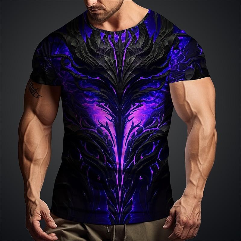 Men's Graphic Flame T Shirt Short Sleeve T shirt 3D Print Crew Neck Shirt Daily Designer Retro Vintage